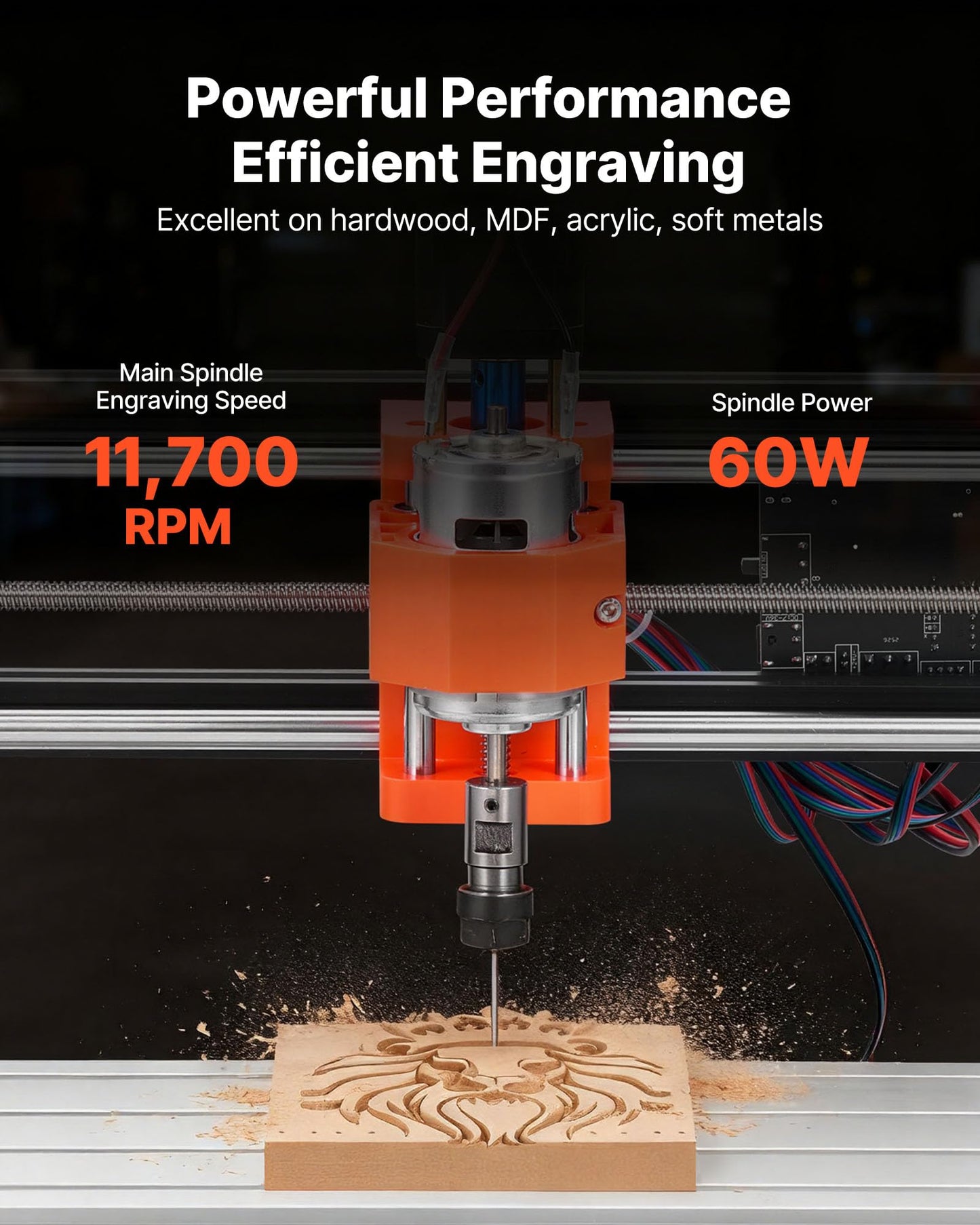 VEVOR 3018 CNC Router Machine, 60W Spindle, 3-Axis Wood Engraving Milling Machine, with 300 x 180 x 40 mm Working Area, Aluminum Alloy Construction, Rotary Knob, for Wood Acrylic Carving Cutting