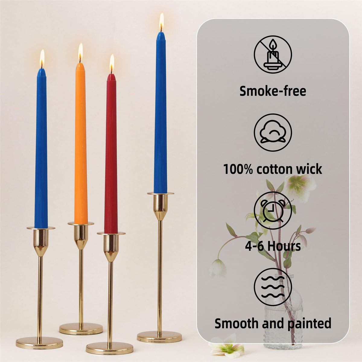 Gedengni Unscented Candlesticks Dripless Taper Candles,10 inches Red Tapered Candles Colorful Candle Sticks Orange Candlestick for Home Party Wedding Restaurant Holiday,12pcs (8D-ORBLRE)