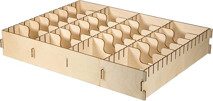 The Broken Token Horizontal Card Organizer for Wooden Artist Case - 4-Row Wood Storage Box with Multiple Adjustable Dividers (Wooden Case Not Included)