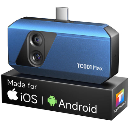 TOPDON TC001 Max Dual-Lens Thermal Camera, Compatible with Any USB-C iPhone, iPad & Android Device, 512 x 384 Super Resolution, 256 x 192 IR Resolution Thermal Imager, -4°F~1022°F Temp Range- Blue