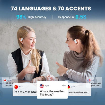 ANFIER AI Translation Earbuds Real-Time 3-in-1 Language Translator Earbuds 144 Languages & Accents,Open-Ear Design Fit iOS & Android for Travel Business Learning(AF56 White Online)