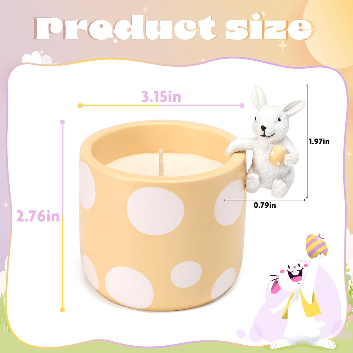 Easter Candles Gifts - Sunflower Scented Candle, Polka Dot Candle with Cute Bunny, Easter Decor Gifts for Kids Teens Adults Women