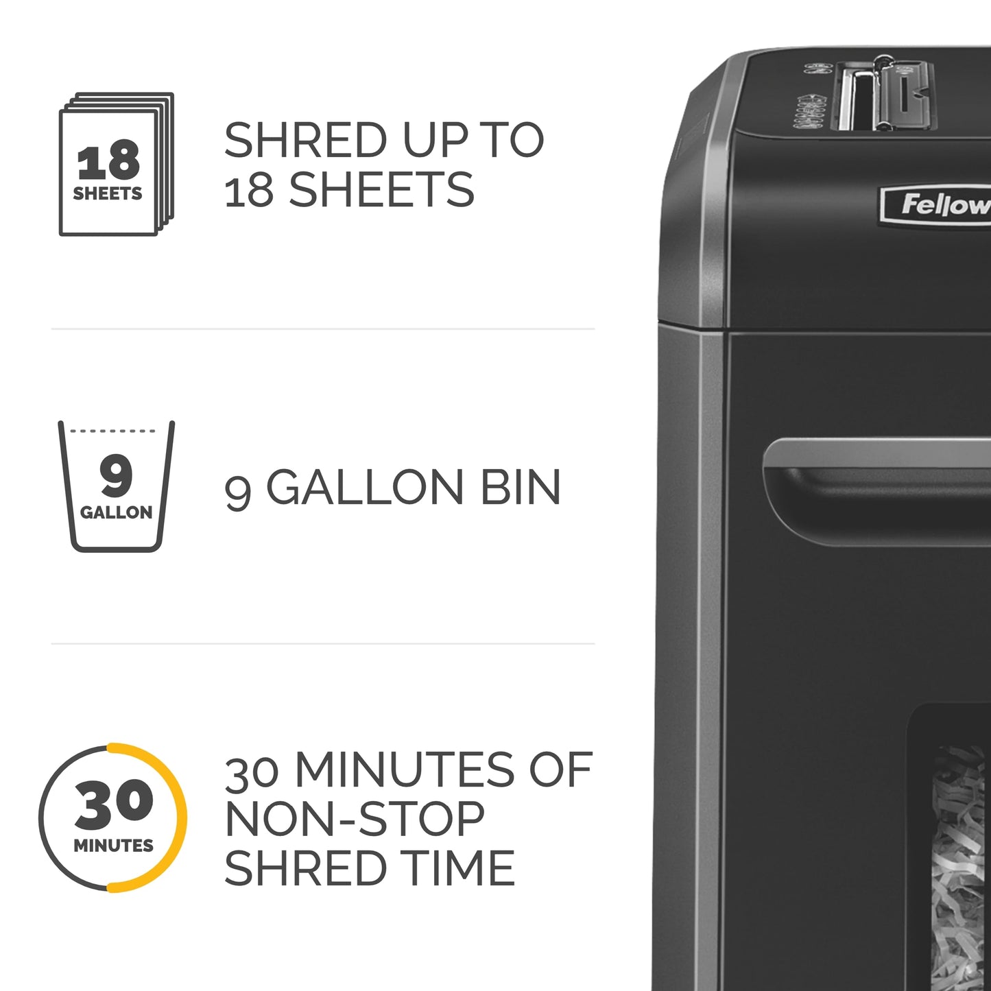 Fellowes Powershred 99Ci 18-Sheet 100% Jam-Proof Heavy Duty Crosscut Paper Shredder Machine for Office and Home, Black/Gray 3229912