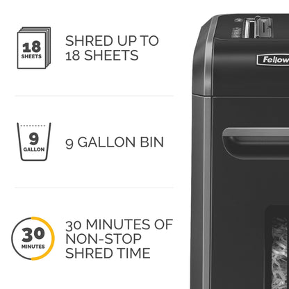 Fellowes Powershred 99Ci 18-Sheet 100% Jam-Proof Heavy Duty Crosscut Paper Shredder Machine for Office and Home, Black/Gray 3229912
