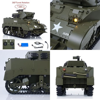 TOUCAN RC HOBBY US in Stock 1/16 RC Tank Simulation 360° Turret Rotary M8 HMC Scott Radio Control Battle Tank Smoke Sound Lights RTR Combat Vehicle
