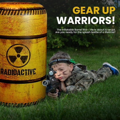 12-Piece Inflatable Combat Battlefield Set — Includes 6 Barrels, 3 Army Boxes, 3 Sandbag Barricades for Laser Tag, Water Gun, Dart Blaster, and Action-Themed Parties