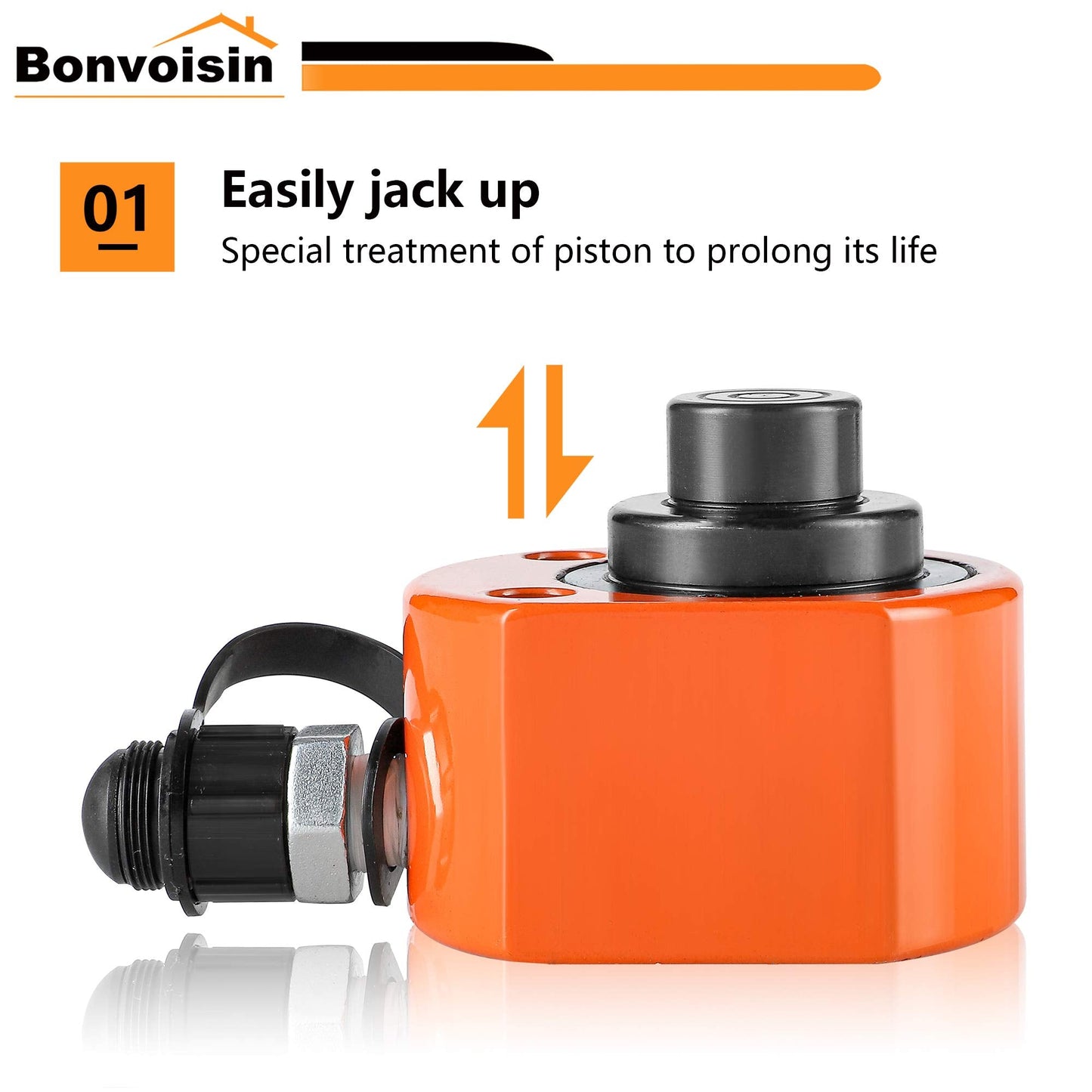 Bonvoisin 20T Hydraulic Cylinder Jack Porta Power Multi-Section 1.1” Stroke Mini Hydraulic Ram with CP-180 Hydraulic Hand Pump for Machinery Shipbuilding