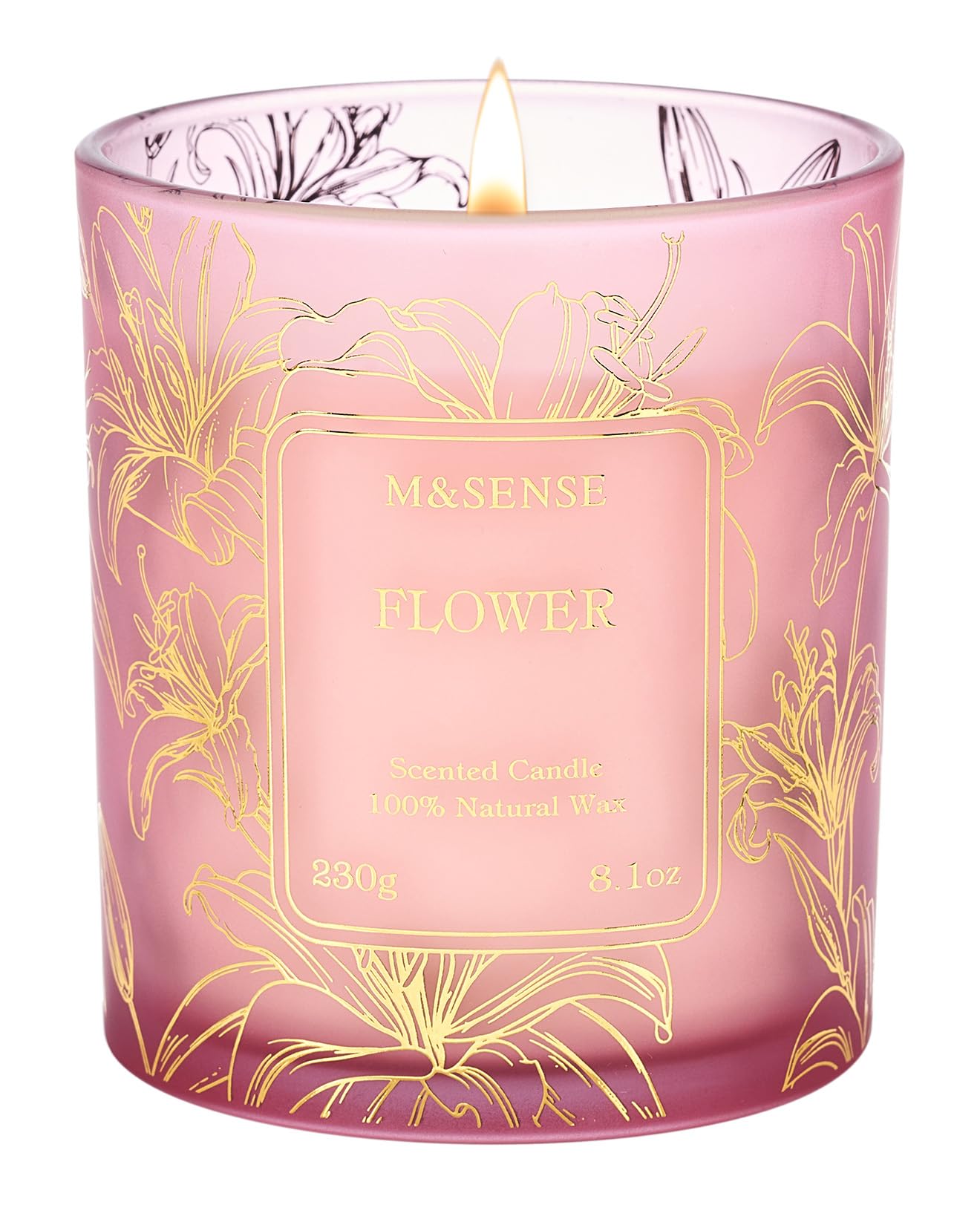 M&SENSE Floral Scented Natural Soy Candles, Romantic Flower Stress Relief Aromatherapy Candle for Women, 8.1oz 42-Hour Non Toxic Natural Candle Gifts for Women