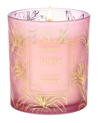 M&SENSE Floral Scented Natural Soy Candles, Romantic Flower Stress Relief Aromatherapy Candle for Women, 8.1oz 42-Hour Non Toxic Natural Candle Gifts for Women