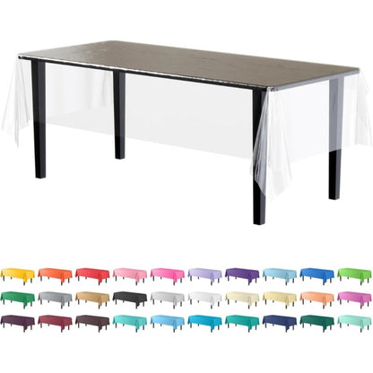 Exquisite 12-Pack Premium Plastic Tablecloth Pack of 12 Premium Plastic Tablecloth 54 Inch x 108 Inch Rectangle Table Cover - Clear