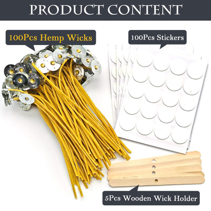 SWIGRANCE 15cm Hemp Candle Wicks 100Pcs, Hemp Braided Wick for Handamde Candle Making, Pre-Waxed with Beeswax