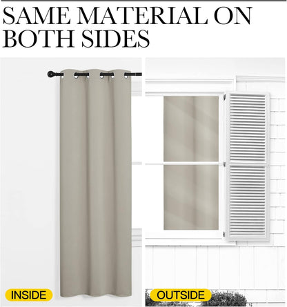 NICETOWN Natural Room Darkening Curtains - 86" Long | Total Privacy Drapes for Boho Farmhouse Decor (Set of 2, 55" Wide)