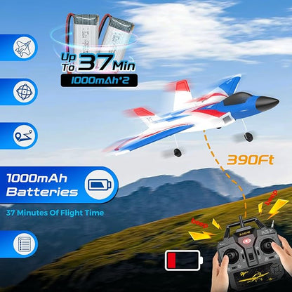 RC Airplane 4 Channel with Lights | F22 RC Plane with 6-axis Gyro Stabilizer for Beginner Remote Control Airplane for Adults 37mins Flight Time - 19in*14in