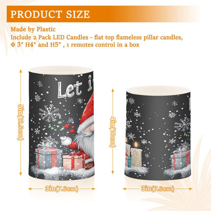 Eionryn Christmas Gnome Gift Candle Flameless Candles Battery Operated LED Candles with Remote Timer Electric Candles for Home Party Decor 2pcs
