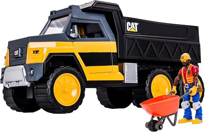Cat Construction Workforce Hauler Action Set 18-Piece Kids Construction Toy Playset with Freewheeling Hauler Truck Lights &amp Action-Activated Sounds 4-Inch Figure Tools &amp Accessories Ages