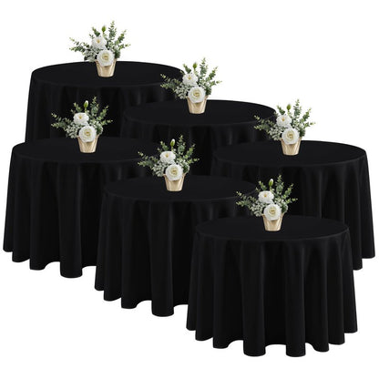 Fitable 6 Pack Black Round Tablecloths - 120 Inches in Diameter - Stain Resistant and Washable Table Clothes, Polyester Fabric Table Covers for Wedding, Party, Banquet, Formal Events