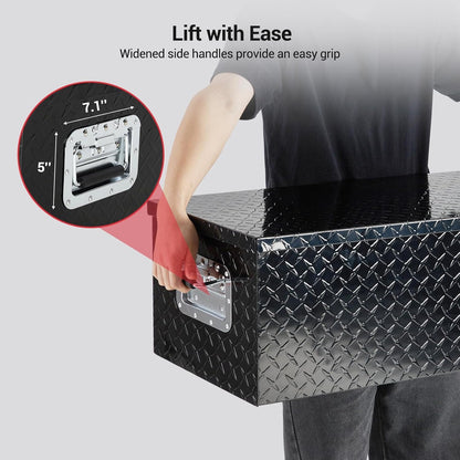 EliteEdge Heavy Duty Aluminum Truck Bed Tool Box, Diamond Plate Tool Box with Side Handle and Lock Keys, Storage Box Chest Box Organizer for Pickup, Truck Bed, RV, Trailer, 39"x13"x10"