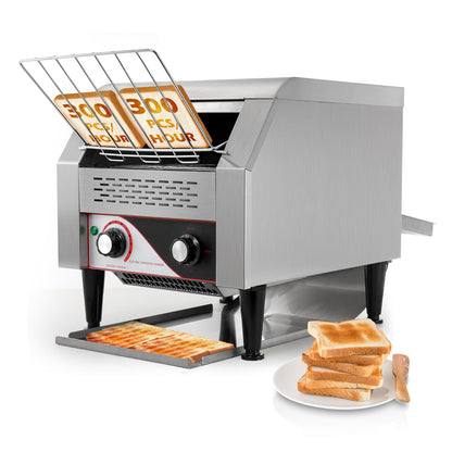 Dyna-Living Commercial Toaster 300 Slices/Hour Conveyor Toaster Commercial 1900W Heavy-duty Stainless Steel Rotating Toasters Oven for Restaurant, Conveyor Belt Toasters for Bun, Bagel, Bread