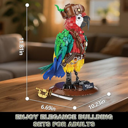 Pirate Parrot Flowers Building Set 1236PCS Parrot Creative Bird Model Home Deocr and Office Art Gift for Teens Boyfriend Adults 14+ (Compatible with Major Brand)