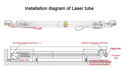 TEN-HIGH 40W CO2 Laser Tube 700mm D50mm, Wires Preconnected with Coating, for Laser Cutter Laser Engraving Cutting Machine