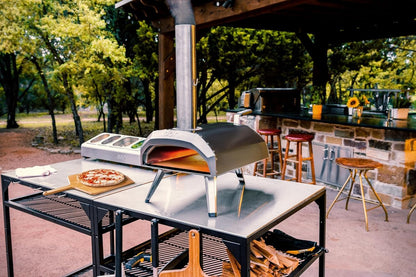 ooni Large Modular Outdoor Table - 31x31x35 Inch Stainless Steel Pizza Oven Stand, Barbecue Cart, Outdoor Pizza Station