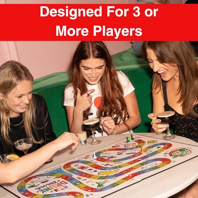 Drunk Tank Interactive Party Drinking Game – Board Games for Adults| Includes 8 Player Pieces 2 Dice and QR Code Rules | Funny Games for Pregames and Parties
