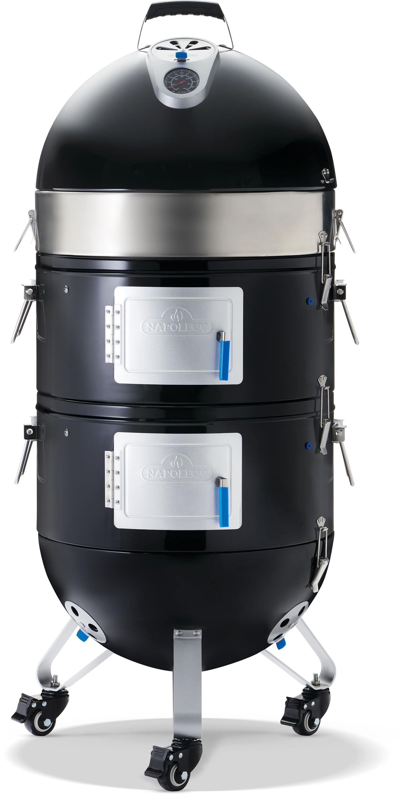 Napoleon Apollo® 22-In Vertical Charcoal Water Smoker, Gloss Black Finish, Stainless Steel Grids, ACCU-PROBE Temperature Gauge