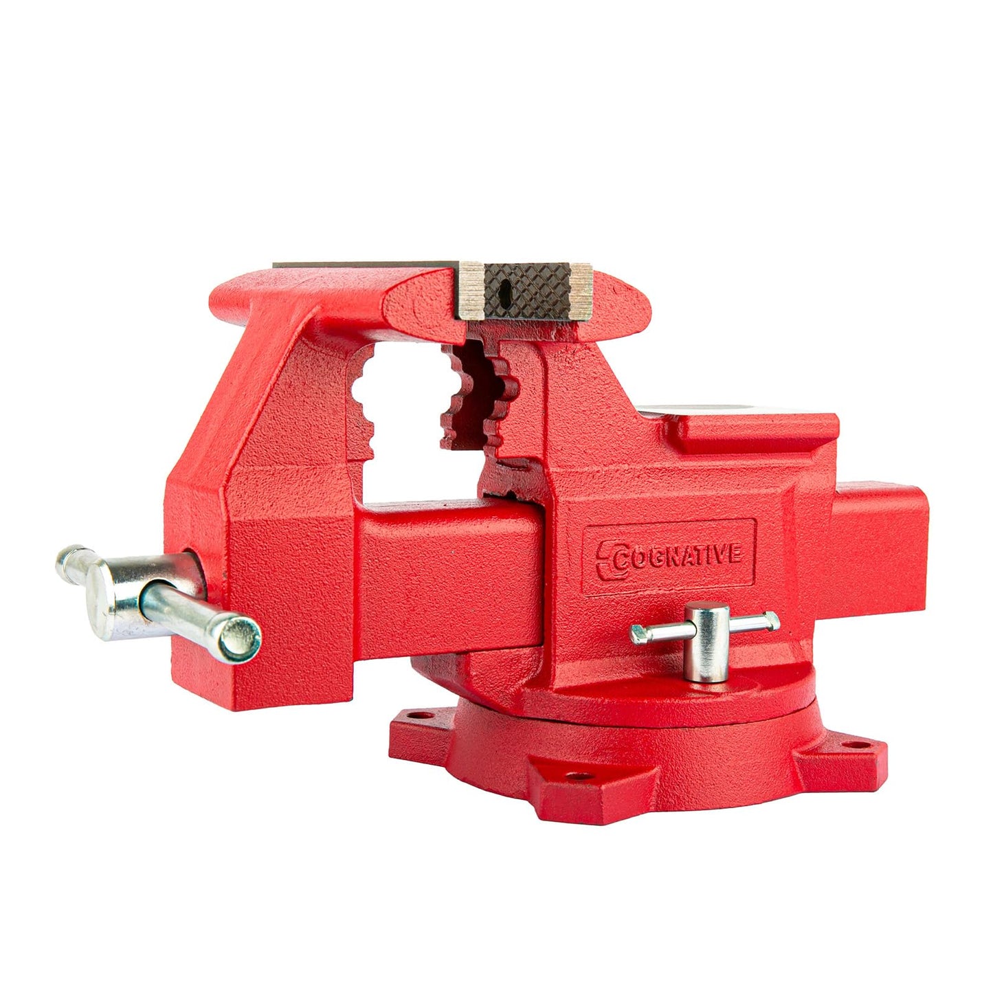 COGNATIVE 6.5" Heavy-Duty Ductile Iron Bench Vise 360° Swivel Bench Vise with Anvil, Red and 6" Vise Jaws