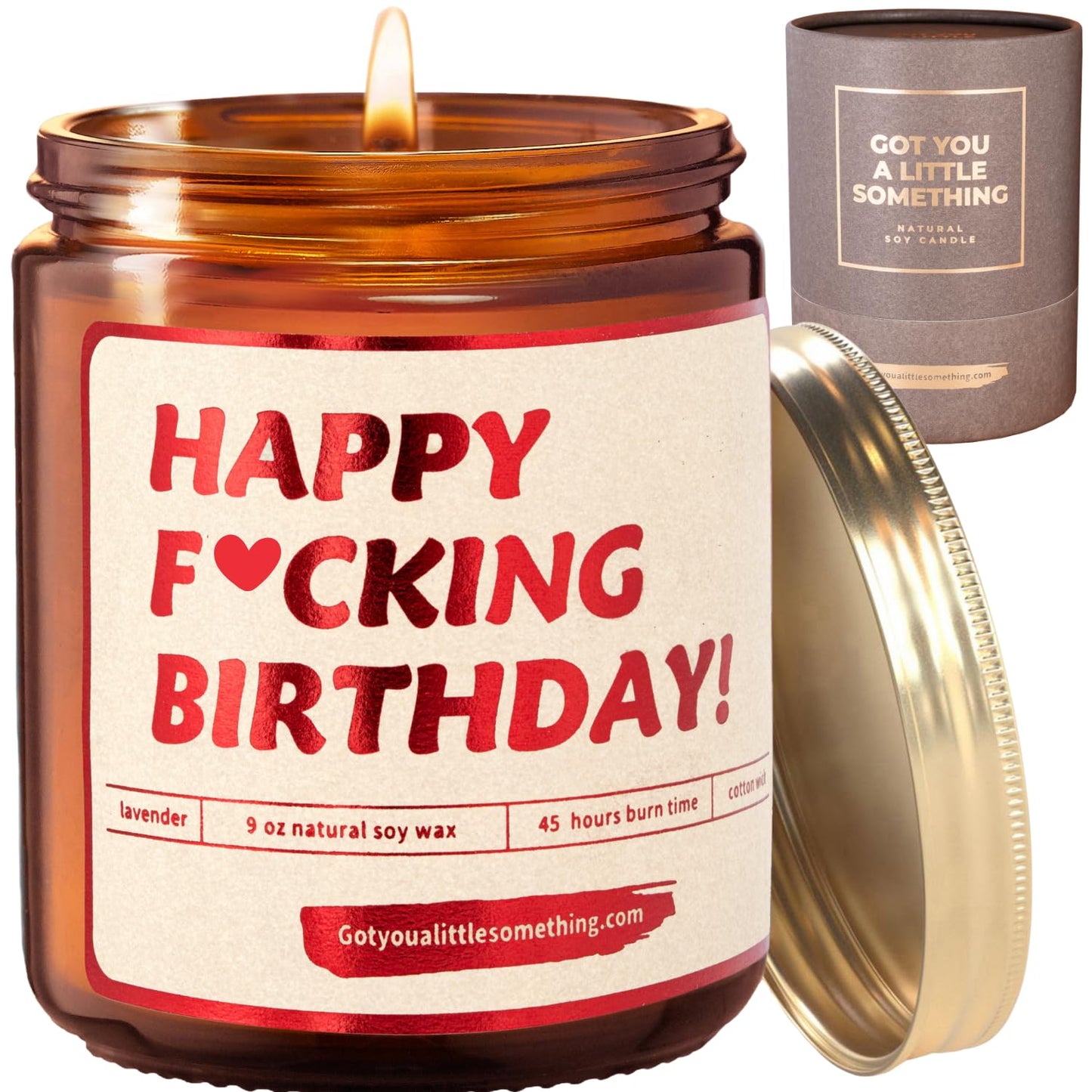 Funny Happy Birthday Candle | Lavender Vanilla, 100% Soy Wax | Funny Gifts for Women Friendship, Sister, Best Friend, BFF, Bestie, Coworker - Gag Candle Gift Idea for 40th or 30th Birthday for Her