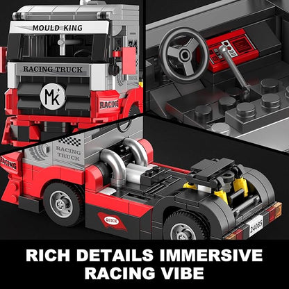 Mould King 24085 Technik Racing Truck Building Set – Classic Semi Truck Model Toy MOC 491PCS Static Display Kits for 8 Teens &amp Adult Collectors
