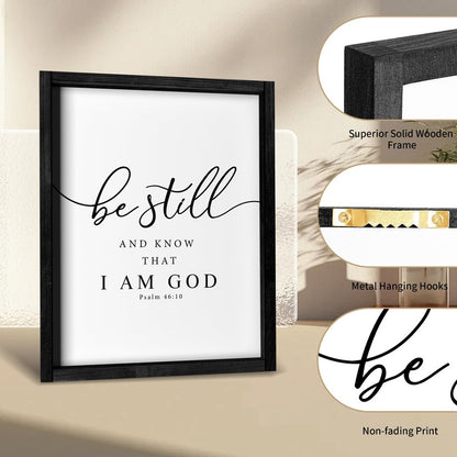 Heiple Framed Be Still and Know that I am God Sign Love is Patient Love is Kind Wall Art Set of 3 Prints for Home Bedroom Decor Above Bed Bible Verse Scripture Art Christian Religious Wall Decor (Black, 16"x24")