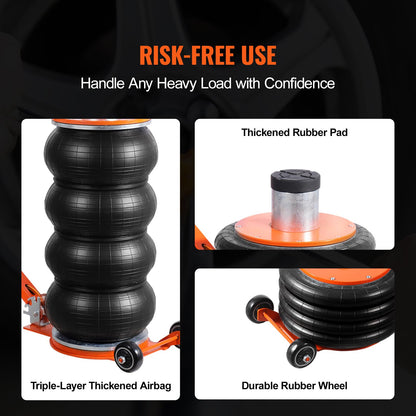 VEVOR Air Jack, 6 Ton/13000 lbs Quadruple Bag Air Jack, Lift up to 26.5", with Heightened Column & Adjustable Handle, Thick Rubber Pad, 2-5 S Fast Lifting Pneumatic Jack for Car, SUV, Pickup Truck