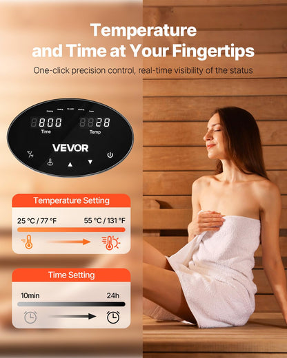 VEVOR Steam Generator, 7.5 kW Steam Shower System with Controller for Home Sauna & Spa, Commercial Auto Drain Kit with Overheat, Dry-Run & Overpressure Protection, 10min to 24h Timer, Black