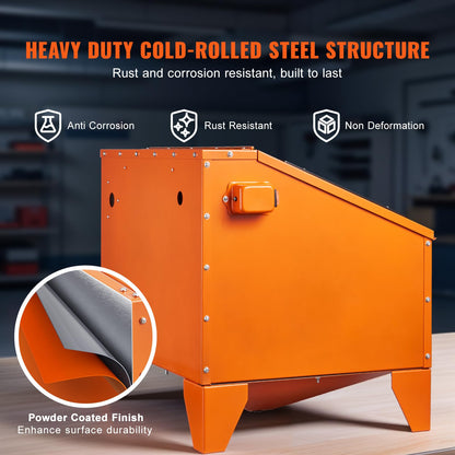 VEVOR 40 Gallon Sandblasting Cabinet, 40-120PSI Portable Benchtop Sand Blasting Cabinet, Heavy Duty Steel Sand Blaster with Blasting Gun & 4 Ceramic Nozzles for Paint, Stain, Rust Removal