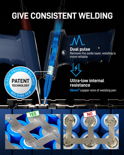 GLITTER Spot Welder, 21000W 3500A Battery Spot Welder, Aluminum to Nickel Spot Welder for Lithium Batteries, Auto & Manual Battery Welder for Batch Building 18650 LiFePO4 Lithium Battery Pack DIY,801H