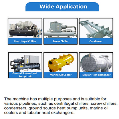 INTBUYING Condenser Pipeline Tube Cleaning Machine for Dia 0.6-0.7in Pipe 110V/220V 370W Adjustable Speed with Transformer Water Spray for Air Conditioner Chiller Heat Exchanger