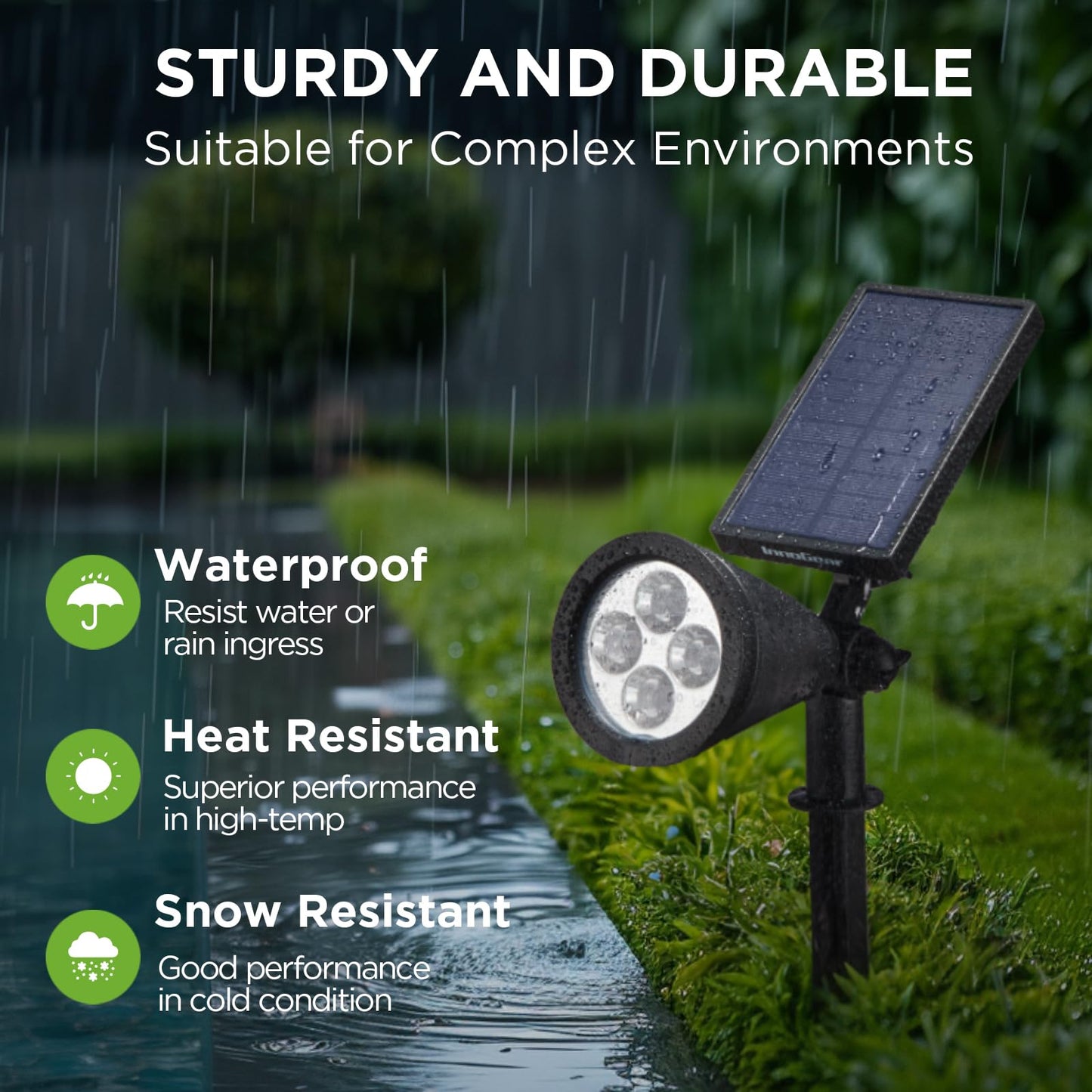 InnoGear Solar Lights Outdoor Waterproof Solar Garden Light for Outside Yard Landscape Lighting Pathway Spot Lights Spotlight Wall Light Auto On/Off, Pack of 6 (Warm White)