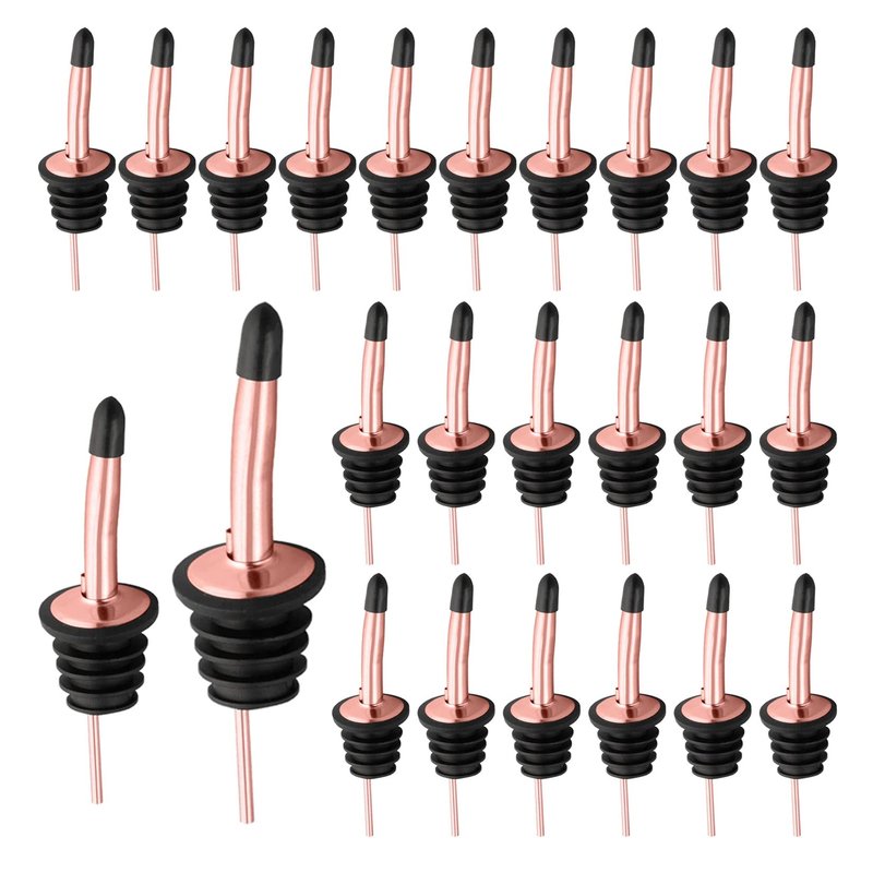Pafusen 24 Pack Liquor Bottle Pourers, Liquor Pour Spout for Liquor Bottles, Stainless Steel Olive oil Dispenser Spout, Alcohol Pourer Spouts Dust Caps Covers, Rose Gold
