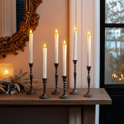 Homemory 12 Pcs Real Wax Flameless Taper Candles with Remote Timer and Dimmer, Battery Operated Candlesticks with Flickering Light, White Window Candles, 9.6 Inches for for Wedding Home Decor