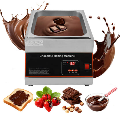 Headery Chocolate Tempering Machine, 26.46 lbs Commercial Chocolate Melting Pot, 500W 32-203°F Stainless Steel Food Warmer with Lid for Chocolate/Milk/Cream Melting and Heating (One Pots)