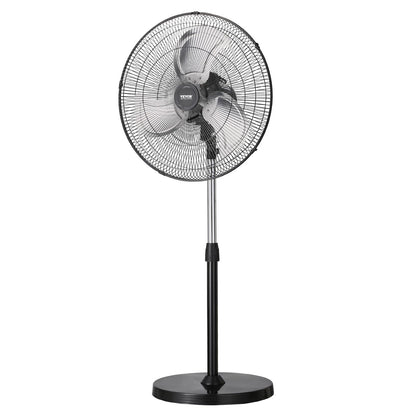 VEVOR Industrial Pedestal Fan, 20 Inch 90-Degree Oscillating Fan, Height Adjustable Standing Fans with 3 Adjustable Speeds, High Power Floor Fans for Warehouse,Garage,Commercial, Black