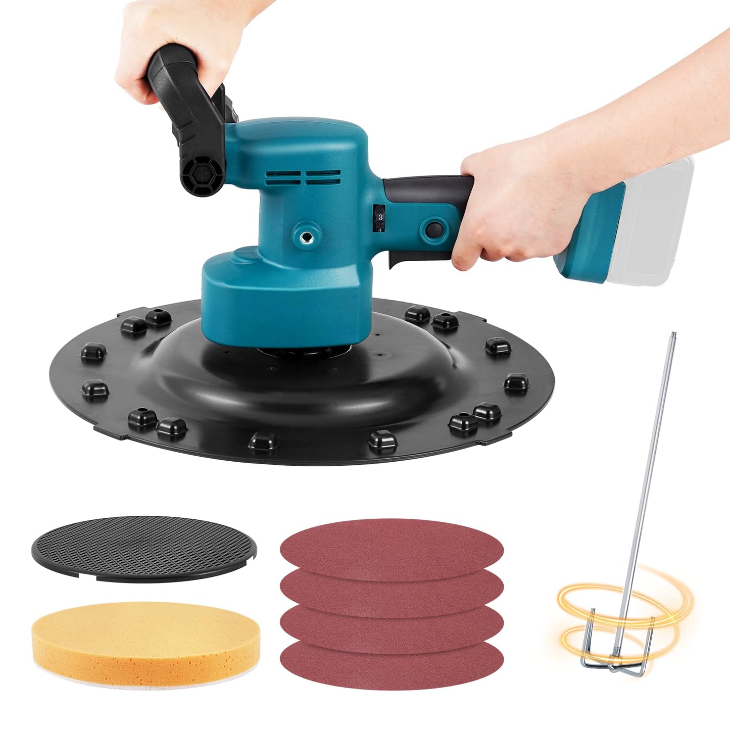 Meticuloso Cordless Concrete Trowel, for Makita 18V Max Battery, Concrete Mixer, Wall Smoothing Polishing Machine, 80-200RPM Electric Plaster Mortar Cement Putty Trowel