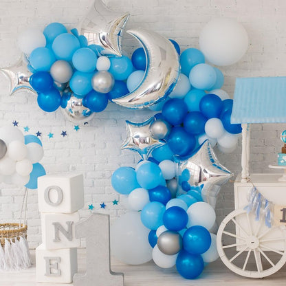 RUBFAC Light Blue Balloons 129pcs Different Sizes 18 12 10 5 Inch for Garland Arch, Sky Blue Balloon for Graduation Birthday Gender Reveal Baby Shower Party Decoration