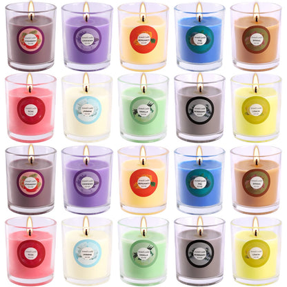 20 Pack Strong Scented Candles Gift Set with 10 Fragrances for Home and Women, Aromatherapy Soy Wax Glass Jar Candle