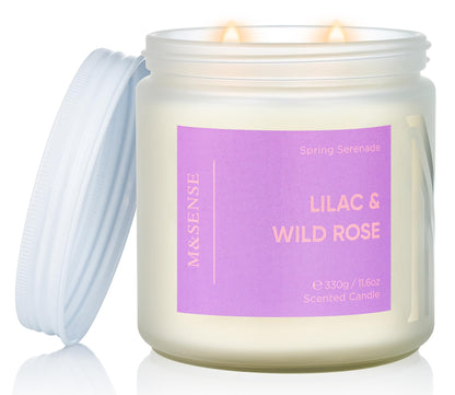 M&SENSE Lilac Wild Rose Scented Candle, 11.6oz 70-Hour Burn, 2-Wick Non-Toxic Natural Soy, Aromatherapy for Home, Gift for Women & Mom for Easter & Spring Refresh