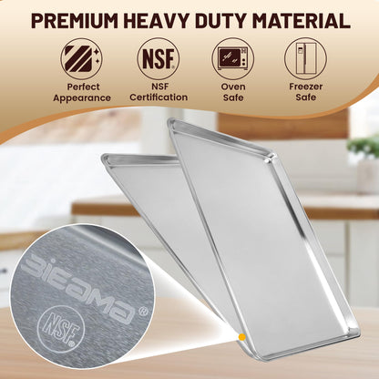 BIEAMA 12 Pack Full Size Baking Sheet Pan Aluminum Commercial Pan for Oven Freezer Bakery Hotel Restaurant 26" × 18"