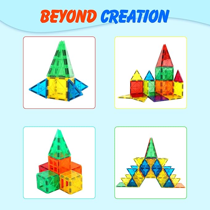 Gemmicc Magnetic Tiles Magnet Toys Building Blocks for Kids STEM Approved Educational ToysMagnet Puzzles Stacking Blocks for Boys Girls72 PCS Advanced Set