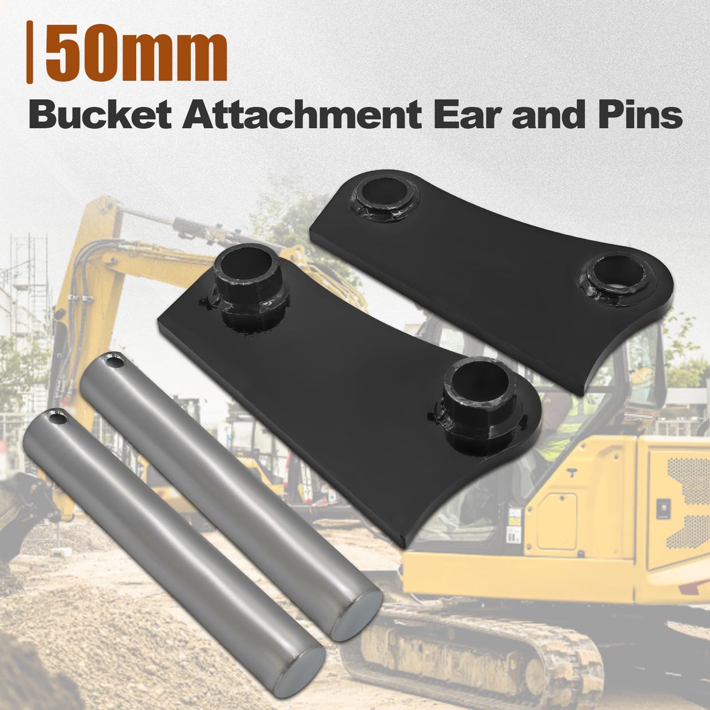 ShareZem 50mm Bucket Attachment Ear Weld on 12“ C-C A Pair with Pins and Screws for Caterpillar 307 308 309 Mini Excavator