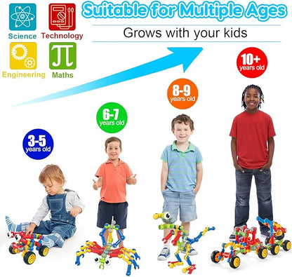 Kids STEM Building Toys for 3 4 5 6 7 8+ Year Old Boy Girl Birthday Gift 125 Pcs Preschool Classroom Educational Building Blocks Stem Kits Activities Ages 3-5 4-8 5-7 6-8 Engineering Creative Games