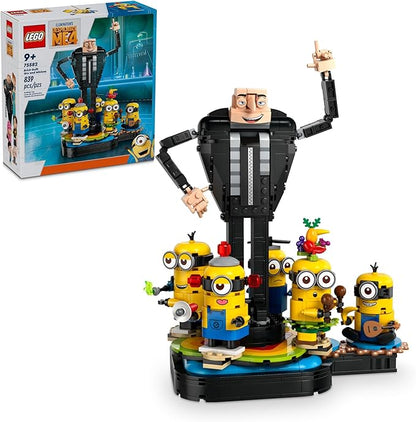 LEGO Despicable Me 4 Brick-Built Gru and Minions Figure Buildable Minions Toy for Kids Dancing Despicable Me Toy Figures Playset Play-and-Display Birthday Gift for Boys and Girls 75582